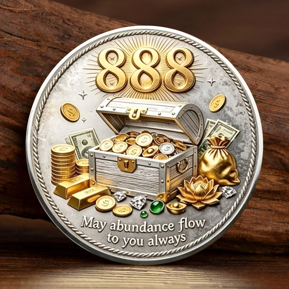 Token Coin Mechanism - 2D Goud Verzilverd 888 Engelnummer Overvloed