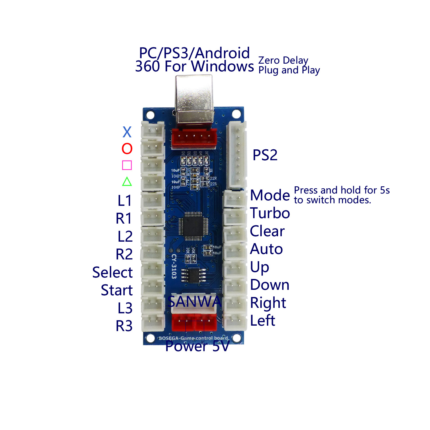 SJ@JX Arcade Controller Zero D - Arcade Button Pcb recensie en prijs
